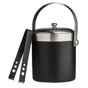Bold Blossom Stainless Steel Round Ice <b>Bucket</b> <b>With</b> <b>Lid</b> And Handle Rust Resistant Minimalist Design ice <b>Bucket</b> wholesale india - Product Image 2