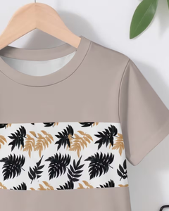 Boys Tropical Print Jersey Sweatshirt and Shorts Set Casual Summer Outfit with Custom Logo - Product Image 3
