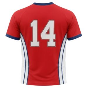 Camiseta de Netball Sublimada Roja y Blanca Unisex, Ropa Deportiva de Poliéster de Manga Corta para Entrenamiento y Partidos de Equipo - Product Image 2