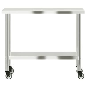 Tavolo da lavoro cucina commerciale con ruote 43.3 \ "x21.7 \" x33.5 \ "fabbricazione in acciaio inox - Product Image 5