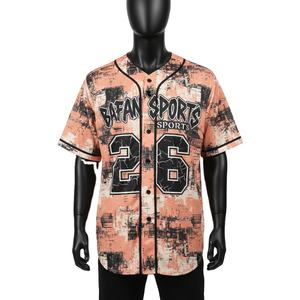 Camiseta 100% algodón para hombre, corte holgado, estampada, estilo béisbol, transpirable, malla de poliéster, impresión con logo personalizado, estilo deportivo. - Product Image 1