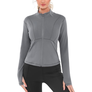 Hot Selling Women's Jacket Lightweight Full-<b>Zipper</b> Hooded Windproof Breathable Quick Dry Cotton Fitness Clothing Print for Women - Product Image 3