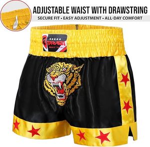 Shorts de combat Farabi Muay Thai MMA légers en satin tissé polyester, brodés tigre, pour boxe et gym, logo personnalisé, adulte - Product Image 2
