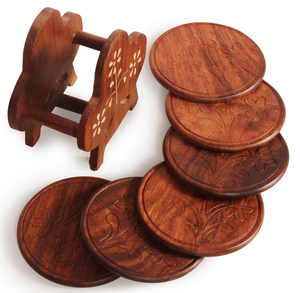 Juego de posavasos de madera con acabado natural, hechos a mano, decorativos, para bebidas, para decoración de bar y cocina a los precios más bajos. - Product Image 1