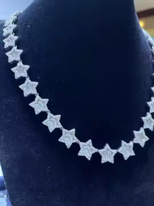 Unique Sterling Silver Hand Set Moissanite Stones Necklace Rhodium Finish Cuban Link Chain Gold IGI Certified Luxury Unisex - Product Image 5