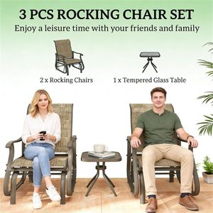 Ensemble de jardin 3 pièces marron clair, chaise de terrasse et mobilier d'extérieur - Product Image 3