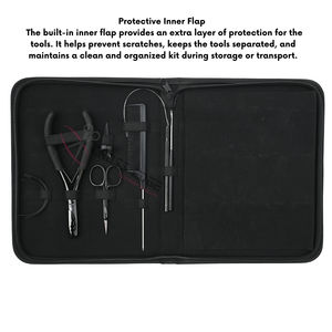Kit d'outils pour extensions capillaires noires de salon : Pince à sertir les cheveux, crochet de tirage, peigne à queue, aiguilles à coudre pour la séparation des mèches et pinces de sectionnement - Product Image 5