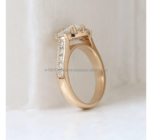 Anillo Unisex de Oro Amarillo de 14k con Diamantes Cultivados en Laboratorio IGI, Diseño Vintage, Hecho a Mano, con Engaste Tensionado, para Boda/Compromiso, Regalo de Aniversario - Product Image 4