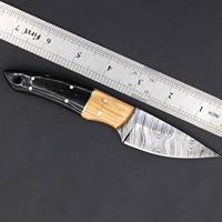 Couteau à Découper en Acier Damas en Gros, Lame Fixe Personnalisée avec Manche Bimateriaux en Bois, Couteau de Camping et d'Extérieur EDC, OEM