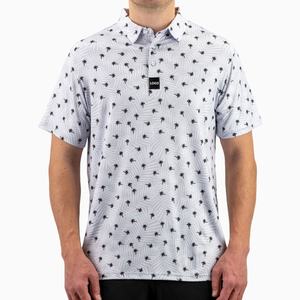 Polo para Hombre con Estampado de Palmeras, Manga Corta, Diseño Tropical, con Presilla para Gafas de Sol, Casual, Deportivo, para Golf, Prenda Masculina Elegante - Product Image 1