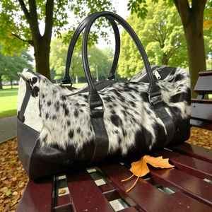 Bolsa de Viaje de Piel Vacuna Auténtica al por Mayor, con Cierre, Multifuncional, Ligera, para Fin de Semana - Product Image 4