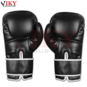 Gants de boxe en cuir artificiel avec logo personnalisé, bordure noire et blanche, ajustement ergonomique, haute durabilité, absorption des chocs multicouche - Product Image 2