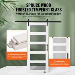 Kit Ferramenta per Porta Scorrevole in Legno e Vetro 8 in 1, 91x213 cm, Silenzioso e Scorrevole, per Soggiorno - Product Image 3