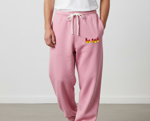 Pantalones Deportivos Rosados para Hombre, Cintura Elástica con Cordón, Logotipo de Llama en la Pierna Derecha, Algodón de Peso Medio, para Primavera - Product Image 4