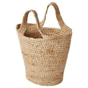 Panier tissé en fibres naturelles durables en gros |   Conteneur de rangement rond multi-usages avec poignées renforcées, décoration intérieure - Product Image 4
