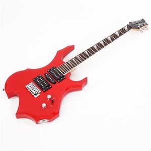Guitarra eléctrica en forma de llama de 20W, pastilla HSH, bolsa de Audio para principiantes, púas para correa, herramienta de llave inglesa para cable rojo - Product Image 4