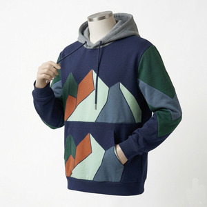 Sudadera con capucha para hombre con logo OEM personalizado, estampado multicolor, estilo urbano, venta al por mayor, forro polar grueso, bloques de color - Product Image 3