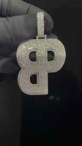 Colgante de Plata de Ley 925 con Moissanita VVS Iced Out, Pasa Prueba de Diamante, Personalizable con Nombre, Número o Letra, Joyería Bling Hip Hop - Product Image 6
