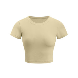 Camisetas Deportivas Cortas Transpirables para Mujer, Camisetas de Yoga Ajustadas con Cuello Redondo Alto para Chicas - Product Image 1