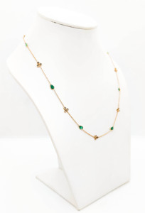 Collar con Esmeralda Natural y Diamantes en Oro Amarillo Sólido de 18K, con Engaste de Gema Verde y Racimo de Diamantes, Piedra de Nacimiento de Mayo - Product Image 4