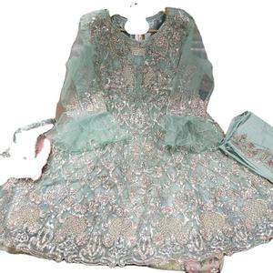 2022 luxe pakistanais indien Designer Collection de mariage Salwar Kameez lourd en mousseline de soie brodé costume pour les mariages d'été - Product Image 1