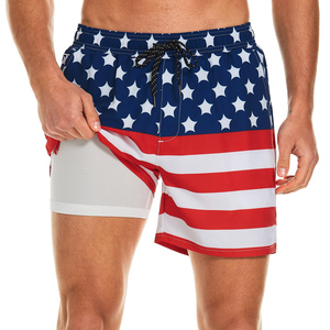 Short de bain pour homme, été, taille élastique, cordon de serrage personnalisé, doublure en polyester/coton, maille respirante, logo personnalisé - Product Image 1