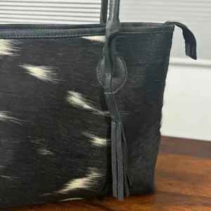 Sac fourre-tout vintage en cuir véritable fait main avec broderie couleur unie et fermeture éclair, sac à bandoulière LHTB-0049 - Product Image 5