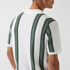 Chemise de golf à manches courtes en tricot 100% coton, col ouvert, logo personnalisé, luxe, respirante, décontractée pour hommes - Product Image 3