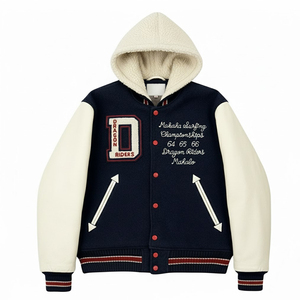 Veste de baseball universitaire personnalisée à capuche imperméable pour l'hiver, style streetwear, veste universitaire en laine pour garçons - Product Image 1