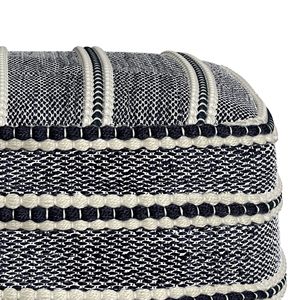 Corrie Square Woven Navy/White <b>Pouf</b> Versatile Indoor/Outdoor Furniture - Product Image 2