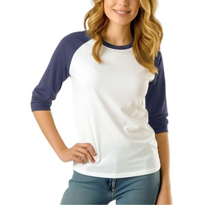 Custom Color Women Athletic <b>Raglan</b> Baseball T-Shirts Quick Dry Contrast Sleeve Yoga <b>Tops</b> Gym Fitness Workout Running Apparel - Product Image 3
