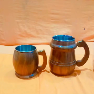 Eco-Friendly Polished Wooden Viking <b>Mug</b> with Hand Carved Engraving and Animal Design-Valentine's Day & Halloween Gift - Product Image 1