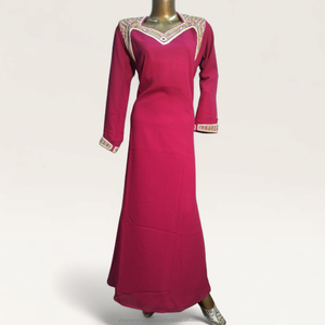 Black Luxury <b>Kaftan</b> Dress with White Embroidered Neckline and Cuff Details <b>for</b> <b>Women</b> Wedding Party Wear - Product Image 3
