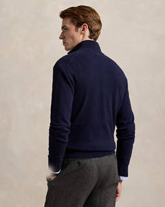 Suéter Azul Tejido Personalizado para Hombre con Camisa a Rayas, Estilo en Capas para un Look Casual Elegante - Product Image 4