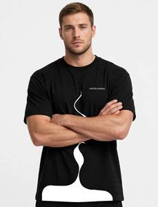 ONETEN APPAREL T-shirt noir pour homme à manches courtes, col rond, coupe classique, avec imprimé flamme abstraite blanche - Product Image 4