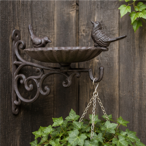 Mangeoire à oiseaux vintage en fonte, décor de jardin mural, bain à oiseaux suspendu, ornement rustique pour patio extérieur - Product Image 3