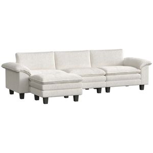 Divano a L Segmentato Beige per Soggiorno - Product Image 5