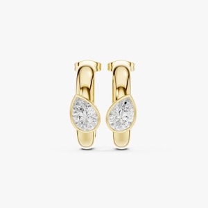 Boucles d'oreilles créoles Huggie en or jaune 9K avec diamant de laboratoire en forme de poire de 1,90 carat, serti clos, vente en gros, bijoux personnalisés OEM - Product Image 6