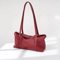 Sac à bandoulière en cuir véritable de qualité supérieure pour femme, rouge, résistant à l'eau, durable, pliable, grande capacité 1-1,9 L, fermeture éclair, luxe