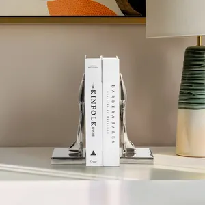 Modern Silver-Plated Stainless Steel Bookend Rectangle Shape Polished Home Decoration Metal <b>Craft</b> - Product Image 2