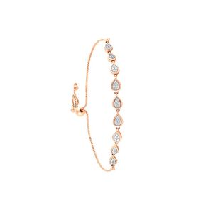 Pulsera de Cadena con Eslabones en Forma de Lágrima y Diamantes Cultivados en Laboratorio en Oro Rosa - Product Image 3