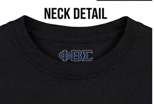 T-shirts noirs avec broderie de lettres Phi Beta Sigma, col rond, en coton, manches courtes, t-shirts décontractés d'été en vente - Product Image 5