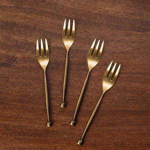 Tenedor de latón pulido a espejo de alta calidad al precio más bajo, juego de cubiertos artesanales de latón, 4 piezas hechas a mano - Product Image 6