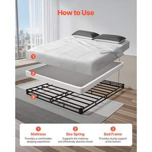 Heavy Duty <b>Queen</b> Size Metal Bed Frame Washable Fabric Cloth 4 <b>Mattress</b> Foundation 3500 Lbs Max Weight Capacity Easy Assembly - Product Image 3