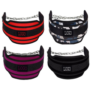 Cinturón de levantamiento de pesas con soporte lumbar de nailon para gimnasio, cinturón de entrenamiento para peso muerto con cadena larga de acero resistente - Product Image 2