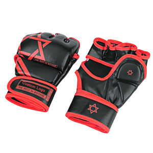 Guantes de MMA de Cuero PU Modelo 2026 de Alta Calidad con Ribete Rojo, Buen Proveedor, Personalizables con Medio Dedo, Servicio OEM - Product Image 3