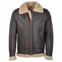 Vente en gros 2021 Nouvelle veste en cuir d'agneau véritable mouton doublée de fourrure pour homme, style aviateur B3, bombardier, marron, vente chaude d'hiver
