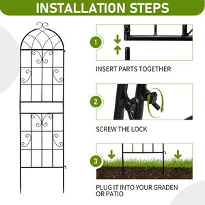 Set di 2 Tralicci da Giardino in Ferro Antiruggine 40x155 cm, Altezza 90 cm, Recinzione in Ferro Battuto con Telaio in PVC per Decorazione Paesaggistica - Product Image 4