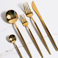 Ensemble de couverts en or champagne mat de haute qualité, vaisselle de mariage, vente en gros