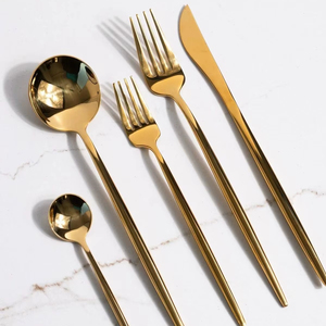 Juego de Cubiertos de Alta Gama en Oro Champán Mate, Vajilla para Bodas, Venta al Por Mayor - Product Image 1